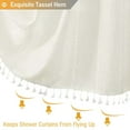 thumbnail image 6 of VOTRUDI Boho Farmhouse Linen Shower Curtain 71x71in Water-Resistant 3D Stripes with Tassel White, 6 of 7