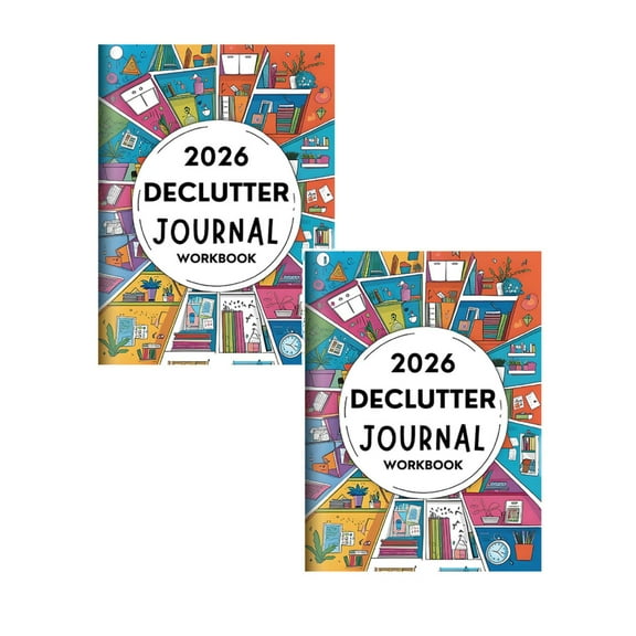 2026 Declutter Journal Workbook, Home Planner, 60 Page Guided Organization Planner,Family Organizing & Personal Planning Diary,Minimalist Goal Setting,Weekly and Monthly Simple Prompt (2pcs)