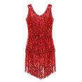 thumbnail image 5 of iEFiEL Womens Tiered Sequins Tassels Latin Dance Dress Flapper Cocktail Party Dress Red Large, 5 of 7