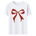 thumbnail image 5 of Kaemgyyd Valentine Shirts for Women Vintage Bow Printed T Shirt Rolled up Short Sleeve Valentines Gift Casual Tee Tops, 5 of 6