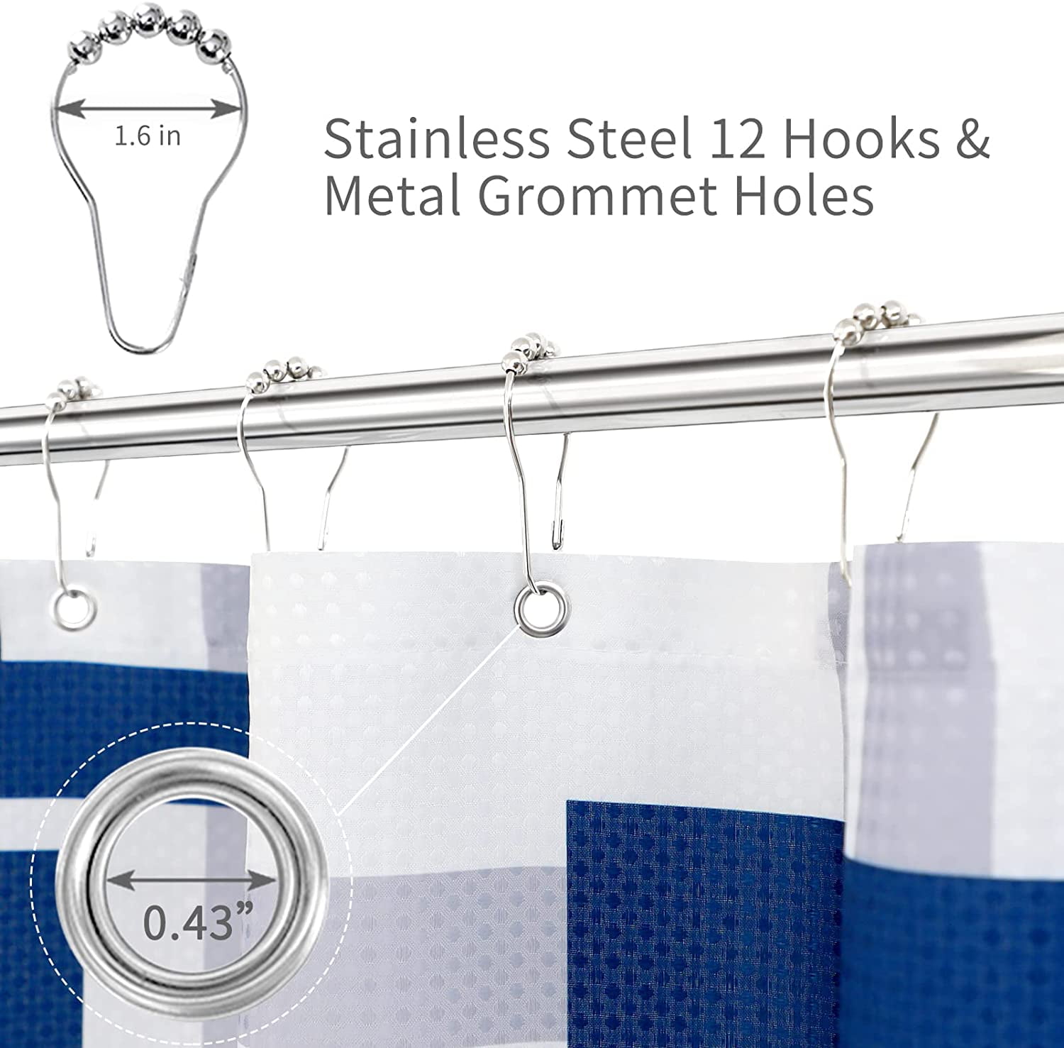 Small Stall Shower Curtain 36x72 for Bathroom, Blue Shower Curtain Half Size Shower,Geometric Narrow Shower Curtain for Kids, 36 inch Deep Sky Blue Fabric Shower Curtain with Water Repellent Washable