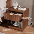 thumbnail image 4 of Nightstand Set of 2, Fluted Wood Nightstand with Charging Station, Bed Side Table Set of 2, Walnut, 4 of 10