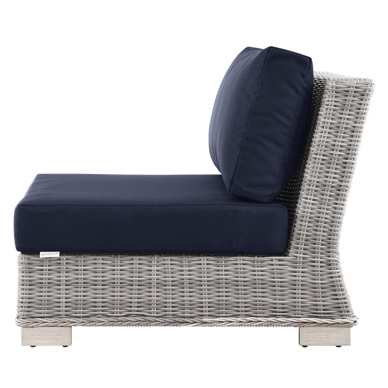 Lounge Sectional Sofa Chair Set, Rattan, Wicker, Light Grey Gray Blue Navy, Modern Contemporary Urban Design, Outdoor Patio Balcony Cafe Bistro Garden Furniture Hotel Hospitality - image 4 of 10