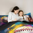 thumbnail image 5 of Castle Fairy Teens Baseball Gamer Full Size Comforter Sets 3-Piece,Graffiti Splash Ball Game Bedding Comforter Set,Gradient Sport Theme Lightweight Bedding Sets,Breathable Home Decor,Reversible, 5 of 8
