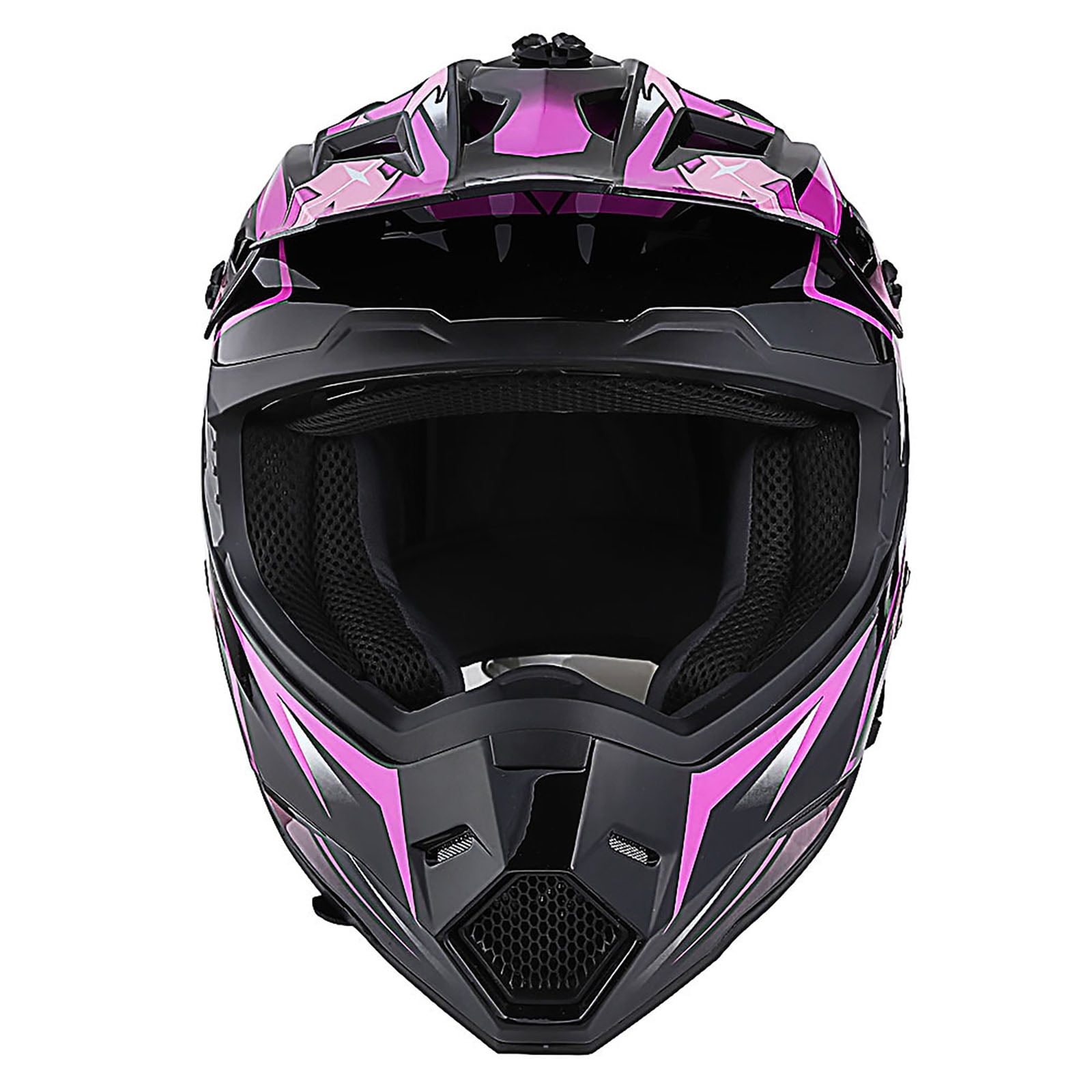 1Storm Adult Motocross Helmet BMX MX ATV Dirt Bike Helmet Racing Style HF801 + Goggle + Gloves Bundle; Sonic Pink
