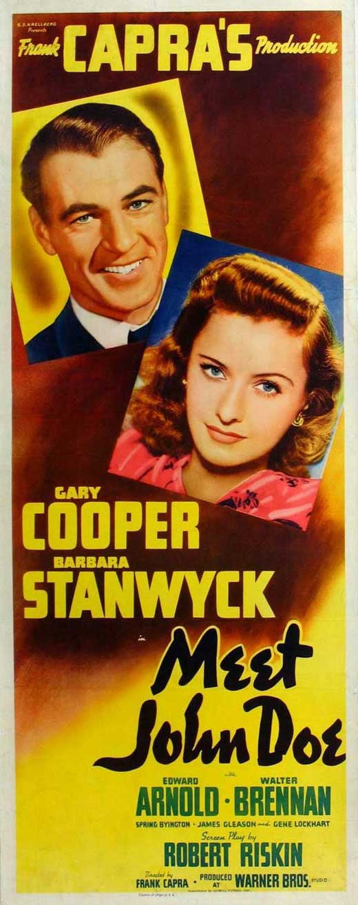 Meet John Doe 1941 Gary Cooper Barbara Stanwyck Movie Poster Poster Reproduction
