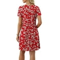 thumbnail image 4 of Xuniizn Womens Summer Dresses Floral Print Scoop Neck Short Sleeve Beach Boho Mini Sundress with Pockets Casual Soft Breathable Trendy Vintage Dress, S-2XL, 4 of 7