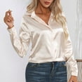 thumbnail image 5 of BLVB Women's Blouse Satin Silk Collared Shirts Button Shirts Casual Loose Long Sleeve Office Work Tunic Tops, 5 of 6