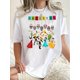thumbnail image 1 of Camisetas de verano para mujer, manga corta, cuello redondo, casual, lindo, con gráficos, camisetas básicasWomen's Fun & Colorful Skull Graphic Tee - Casual Crew Neck Short Sleeve T-Shirt, Stretchy, 1 of 6