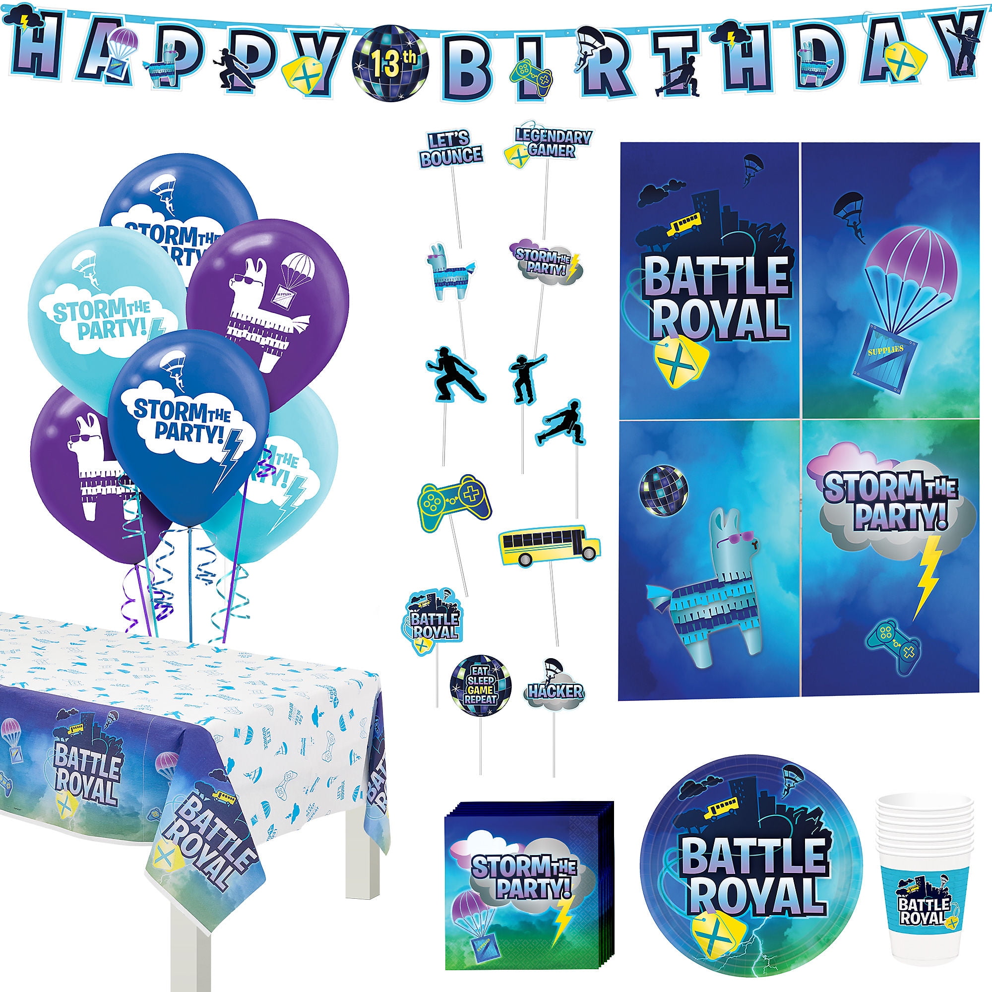 Balloons Boy Napkins Cups Battle Royal Birthday Party Tableware Plates Flags Balloons Boy Napkins Cups Battle Royal Birthday Party Tableware Plates Flags