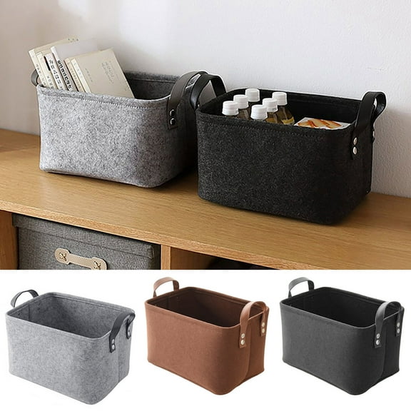 sunsanly Felt Storage Basket Large Capacity Foldable Organizer with Sturdy Handles for Clothes Quilts Laundry Organizer Home Bedroom Living Room