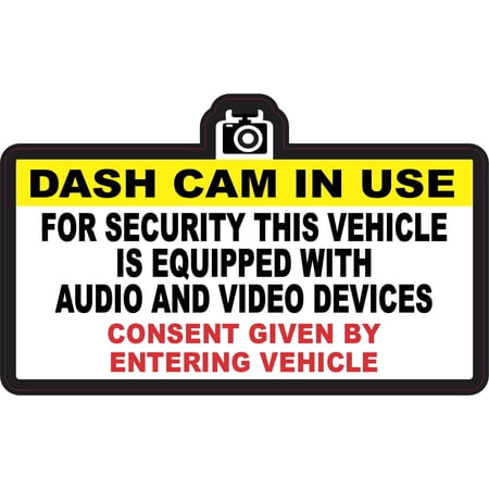 StickerTalk Dash Cam In Use Vinyl Sticker 5 inches by 3 inches