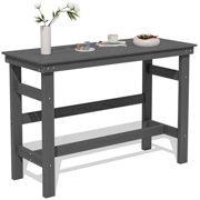 SERWALL 41" Outdoor Bar Table, All Weather HDPE Patio Bar Counter Height Table, Rectangle Patio Bar Table for Outside, Garden, Backyard, Balcony, Poolside, Grey