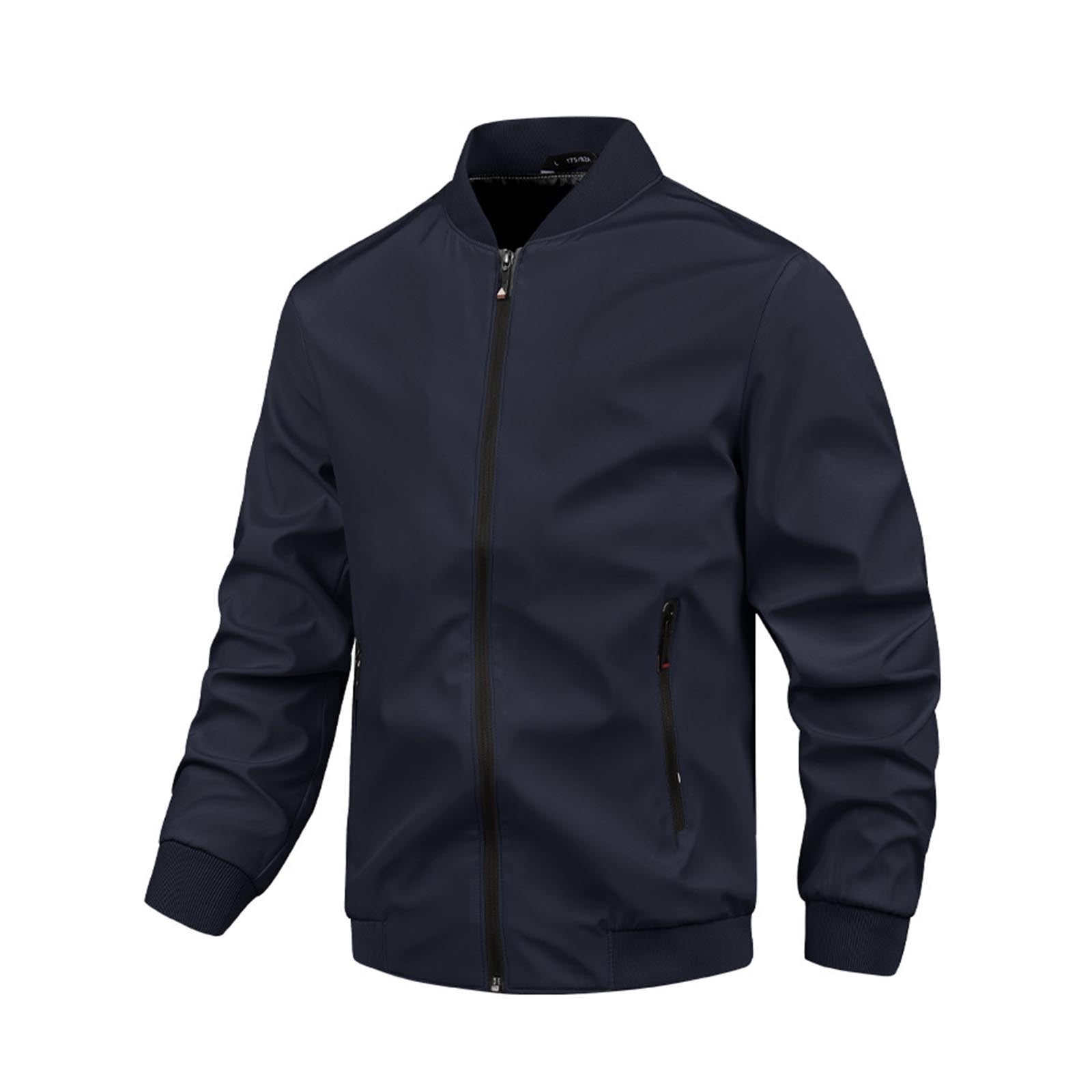 Men's Bomber Jacket Lightweight Casual Windbreaker Stand Collar