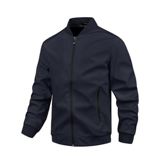 Men's Bomber Jacket Lightweight Casual Windbreaker Stand Collar