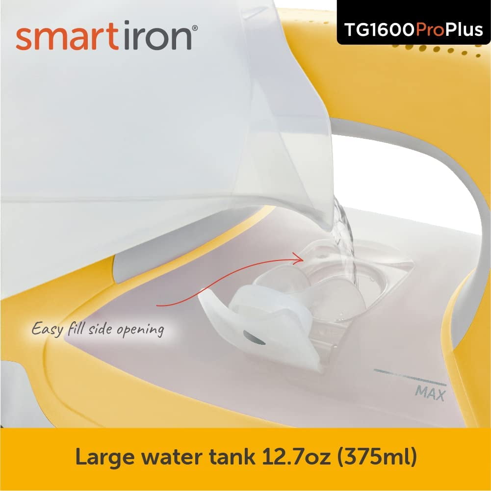 Oliso TG1600 Pro Plus 1800 Watt SmartIron with Auto Lift - for Clothes, Sewing, Quilting and Crafting Ironing | Diamond Ceramic-Flow Soleplate Steam Iron, Yellow