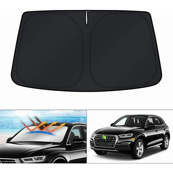 Canvcle Custom Fit Windshield Sun Shade for Audi Q5 Accessories 2018-2024 2025 Window Shade Sun Visor Protector Foldable Blocks UV Rays Keep Your Car Cooler