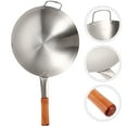 thumbnail image 3 of Shisuyan 1pc Stainless Steel Single Handle Wok Practical Wok Kitchen Utensil (Silver), 3 of 9