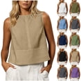 thumbnail image 7 of aohooy Cotton Linen Tank Tops for Women Summer Casual Sleeveless Cropped Shirt Blouses Boat Neck Beach Boho Vacation Vest 2026 Green,L, 7 of 7