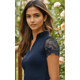 thumbnail image 4 of Women's Polo Shirt Short Sleeve with Chic Lace, 4 of 9