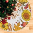 thumbnail image 5 of FMSHPON Happy Fall Pumpkin Sunflower Autumn Leaves Xmas Christmas Tree Skirt Stand Mat for Holiday Party Decoration Indoor Outdoor 48 inches, 5 of 6