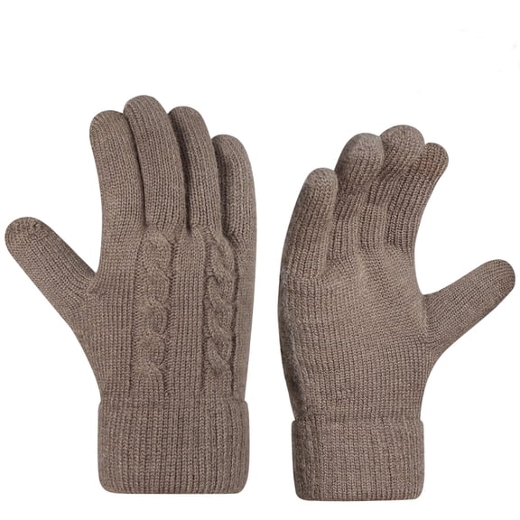 KyCheLot Womens Knitted Gloves Solid Color Full Finger Thicken Outdoor Gloves Winter Thermal Travel Gloves