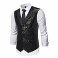 thumbnail image 6 of Yusimy Men's Sequined Vest Sleeveless V-Neck Stage Host Jacket Formal Evening Event Attirevivid Style, 6 of 9