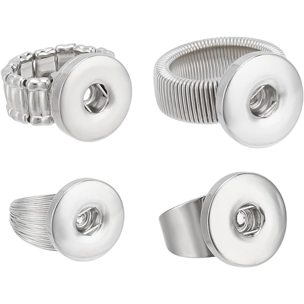 4 estilos de botones a presión, anillos, joyas, dijes ajustables, broches de aleación de metal intercambiables, dijes de anillo de dedo DIY para mujeres, fabricación de joyas