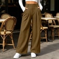 thumbnail image 2 of Busydd Waffle Wide Leg Pants for Women Trendy High Waisted Front Pleated Dress Pants Casual Business Solid Color Work Trousers with Side Pockets 2XL, 2 of 7