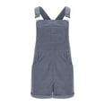 thumbnail image 3 of APEXFWDT Women Corduroy Short Overalls Romper Jumpsuit Casual Adjustable Straps Cute Plain Overall With Pockets Fashion Cuffed Shorts Jumpsuit, 3 of 8