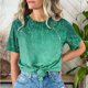 thumbnail image 2 of Mujeres Pantalones Cortos de Manga Corta Impresa Floral Cuello Redondo Superior / Camisa Poliéster, Blusa Casual de Moda para el Uso Diario Del Hogar, 2 of 8