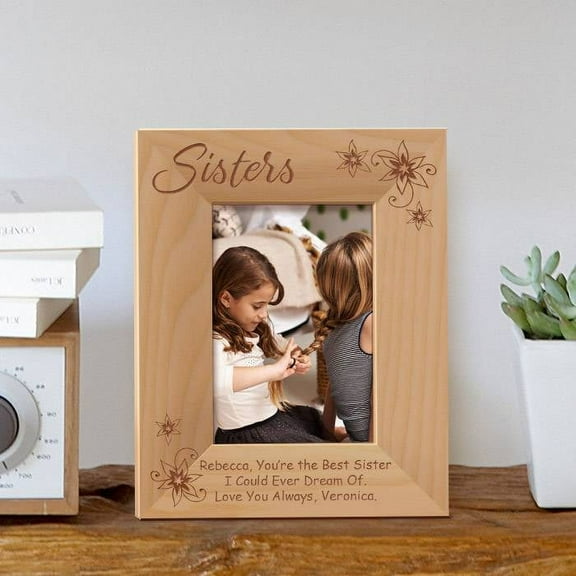 You are the Best Sister Personalized Wooden Picture Frame 3 1/2" x 5" Brown (Vertical)