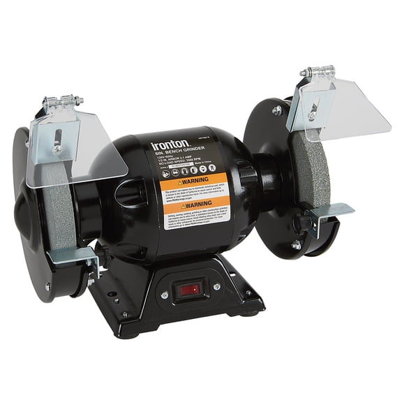 Ironton Benchtop Grinder with 6in. Wheel, 2.1 Amps, 1/2 HP, 3560 RPM Max. Speed