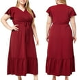 thumbnail image 1 of WRKEKC Robe d'Été pour Femme Grande Taille à Col en V à Manches Courtes, Élégante, Ourlet Évasé, Robe Maxi Décontractée, 1 of 6