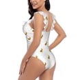 thumbnail image 5 of Yiaed Gold Rabbit Print Women's Ruffled One Piece Swimsuit V Neck Swimwear Slimming Monokini for Woman-Large, 5 of 8