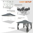 thumbnail image 6 of HOTEEL 12' x 12' Outdoor Pop-Up Gazebo Canopy with Mosquito Netting, 2-Tiered Vented Top, 3 Adjustable Heights for Backyard, Garden, Lawn, Gray, 6 of 15