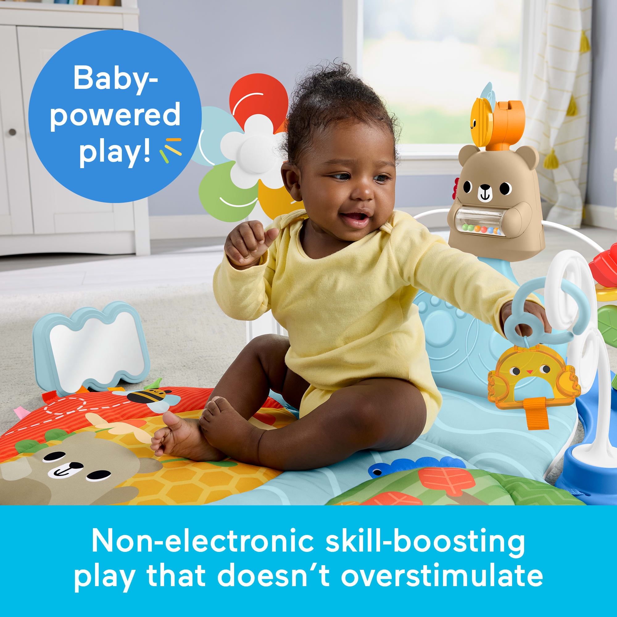 Fisher-Price 3-in-1 Kick & Sway Activity Gym, Baby Play Mat & Sensory Toys for Newborn Developmental Play