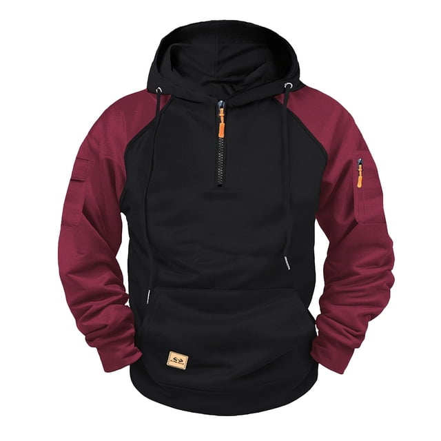 MHFRRA Sudadera con Capucha y Cremallera para Hombre, Forrada de Invierno, Informal, Holgada, para Otoño y Clima Frío Vino
