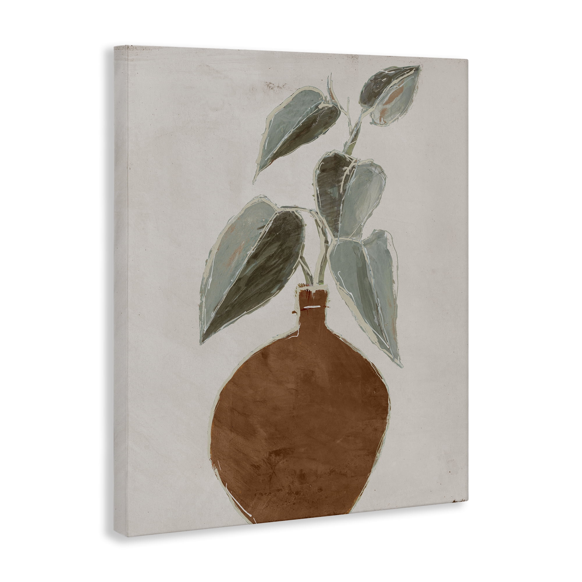 Stupell Industries Natural Tan Greenery Plants & Flowers Painting Wrapped Canvas Art Print Wall Art, 24 x 30