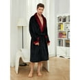 U2SKIIN Mens Winter Fleece Robe, Plush Shawl Bathrobe, Long Flannel