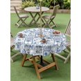 thumbnail image 4 of Outdoor Tablecloth with Umbrella Hole for Patio/Picnic/Party/Camping, Tropical Plants Waterproof Table Cloth Round Cover Washable, Summer Coastal Blue Plaid Palm Trees (Dia 54"), 4 of 8