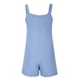 thumbnail image 4 of Womens Short Jumpsuit Clearance Solid Coverall With Pockets Sling Bodysuit Onepiece Leotard Shorts Women White Sweatpants Jumpsuit,Blue,M, 4 of 6