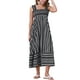 thumbnail image 1 of INSPIRAR CHIC Vestido Maxi de Playa sin Mangas de Cuello Cuadrado con Fruncido y Rayas para Mujeres M Negro, 1 of 5