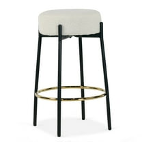 Glamour Home Set of 2 Avner Beige Boucle Backless Counter Stool with Black Metal Legs