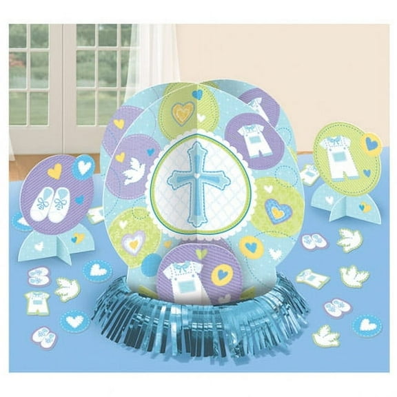Religious 'Sweet Christening' Blue Table Decorating Kit (23pc)