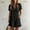 Black, variant on Women's Solid Color Collared Half Button Short Sleeve Jumpsuit with Ruffle Hem & Side Pockets Summer Casual Playsuit Navy Blue,L