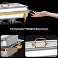 thumbnail image 3 of EVGTTI 6 Pack 8QT Gold Chafing Dish for Buffet, 8QT Roll Edge Designed Chafing Dish Buffet Set, Stainless Steel Food Warmer with 1/2 Size Pan for Parties, Church Events, 3 of 6