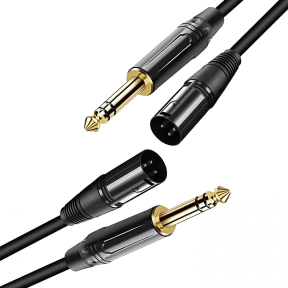 GJX 15ft 2Packs XLR Male to 1/4" Cable,Gold-Plated for Speakers Mixers
