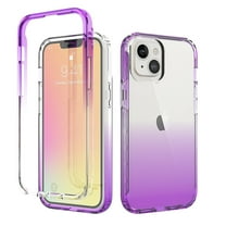 Mantto iPhone 14 Case, Clear Full Body Protective Gradient Bumper Heavy Duty Shockproof Rugged Protection Case Soft TPU Bumper [6.1 inch] Phone Case for Apple iPhone 14 - Purple