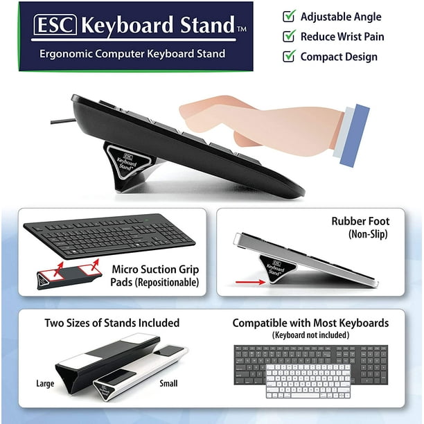 Support pour clavier d'ordinateur ESC et support pour ordinateur portable -  Angle/inclinaison ergonomique réglable - Deux tailles de supports inclus -  